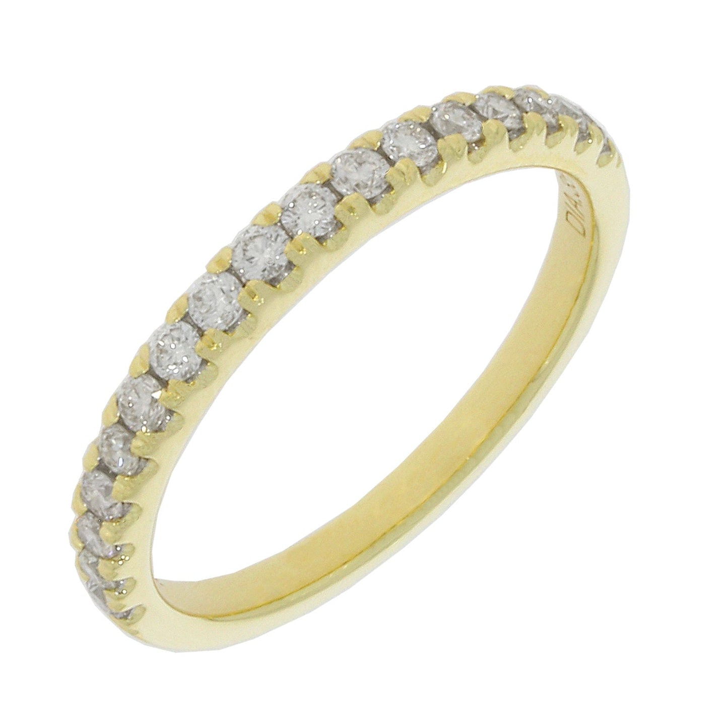 9ct Yellow Gold Diamond Scallop Set Band Ring 0.35ct