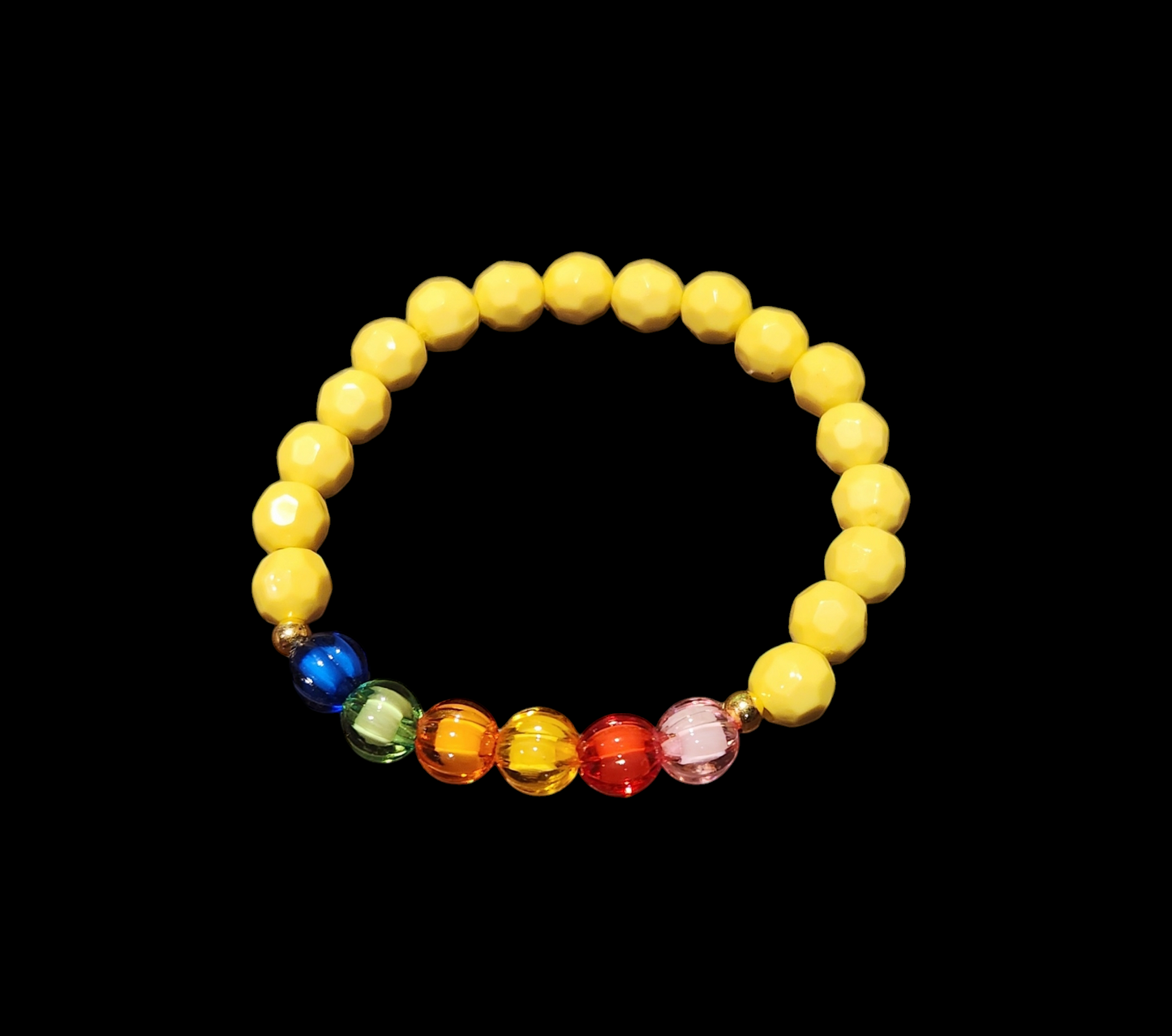 Colorful Yellow Bead Stretch Bracelet
