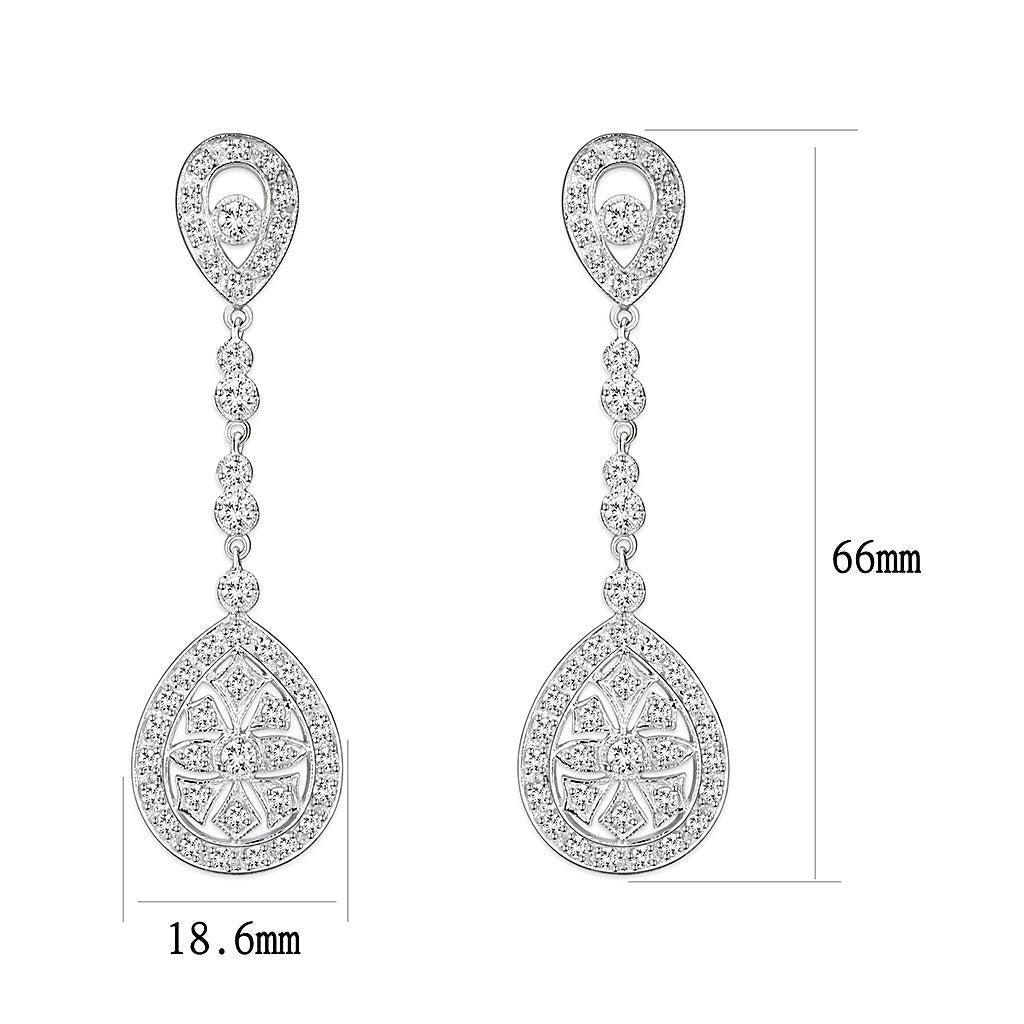 LO5W120 - Brass  Earrings with AAA Grade CZ  in Clear