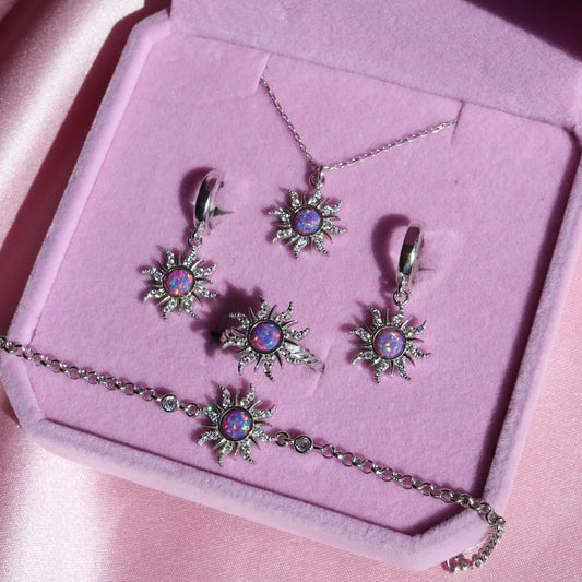 Hhomeenjoy Elegant Vintage Multicolor Opal Pendant Necklace Set