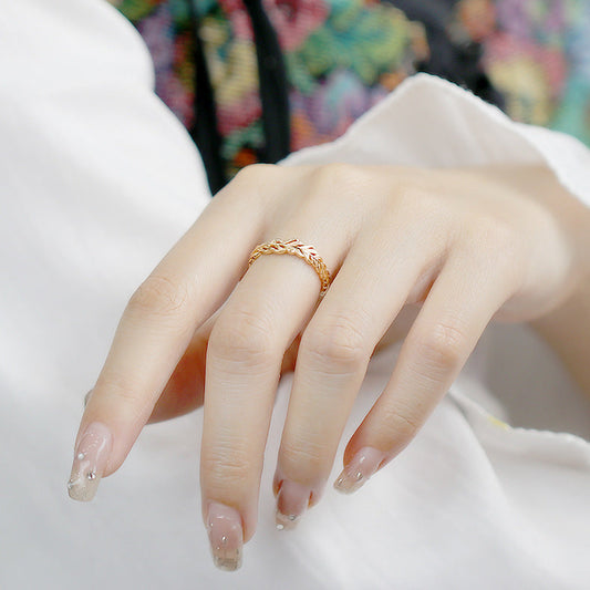 Women's Gold Leaf Hollow Ring