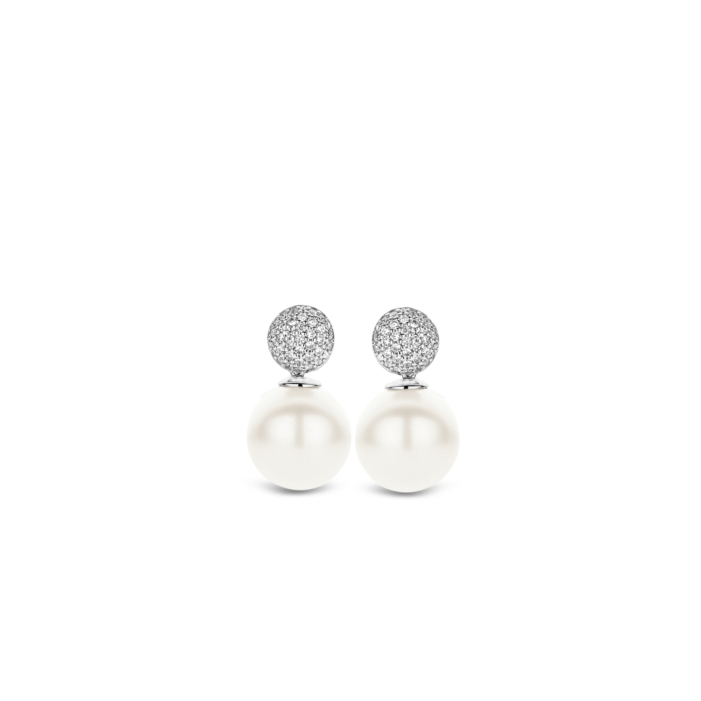Ti Sento Pearl Pave CZ Drop Earrings