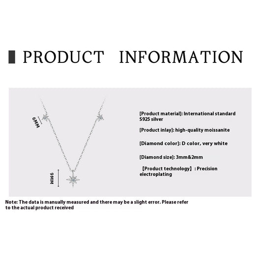Personalized Fashion S925 Sterling Silver Moissanite Niche Starry Necklace