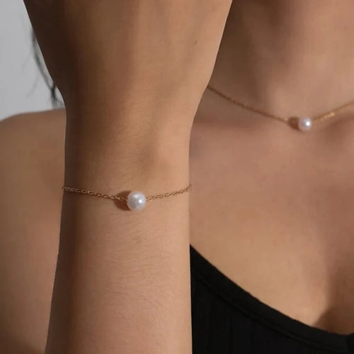 Hot White Pearl Jewelry Sets Necklace Bracelet Big Pearl Sets Unquie