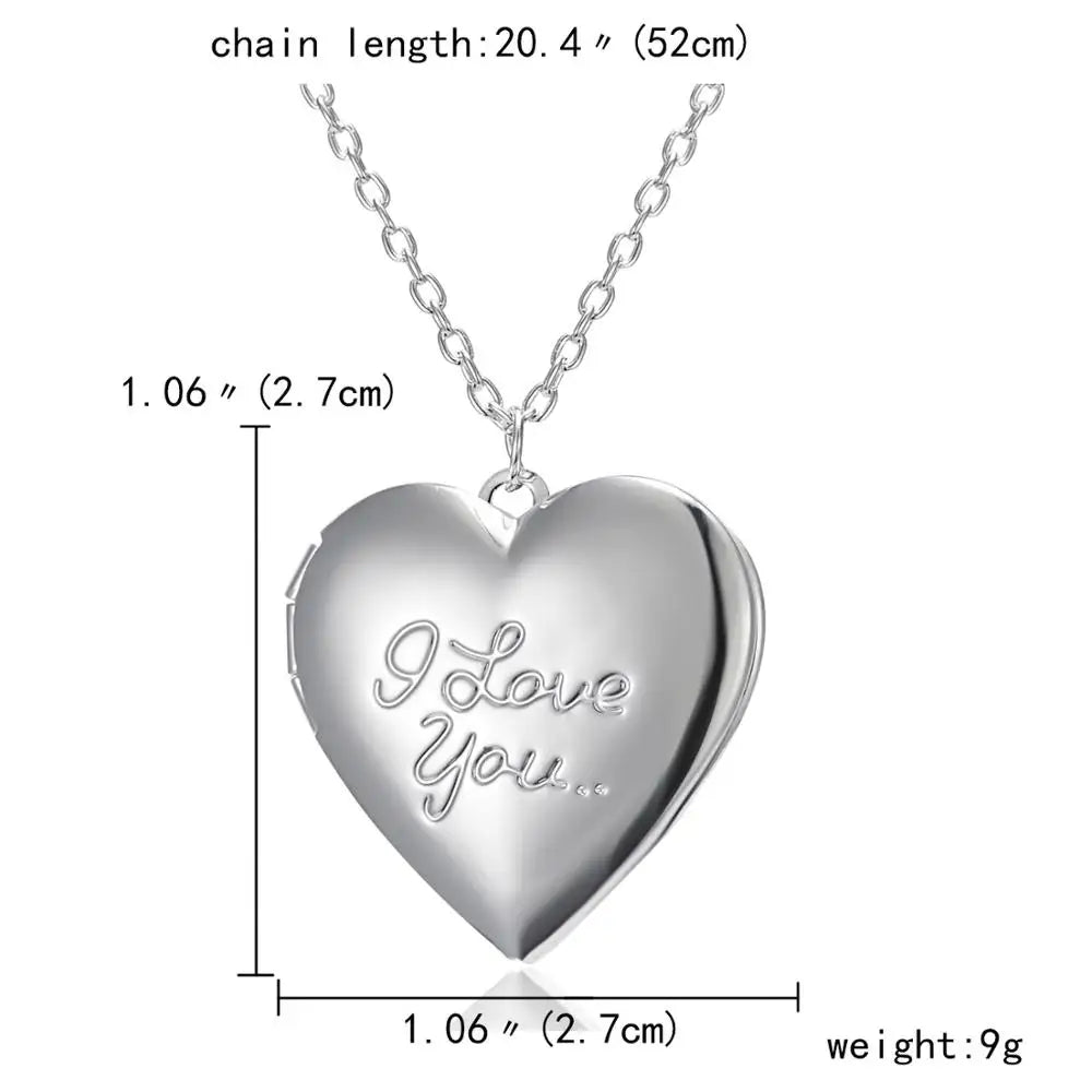 Carved Design Love Necklace Personalized Heart-shaped Photo Frame Pendant Necklace For Women Family Jewelry For Valentine's Day