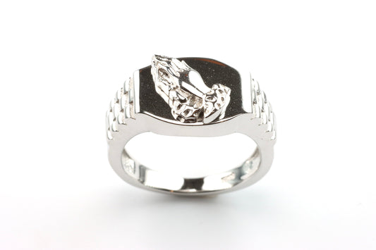 Silver Praying Hands Signet Ring