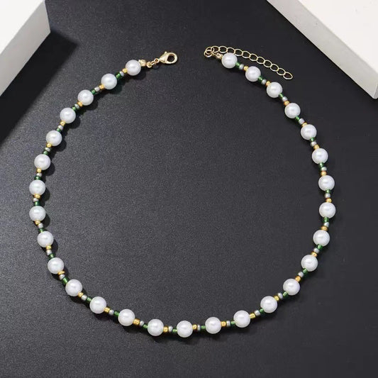 Men's And Women's Pearl Glass Beads Mixed Necklace