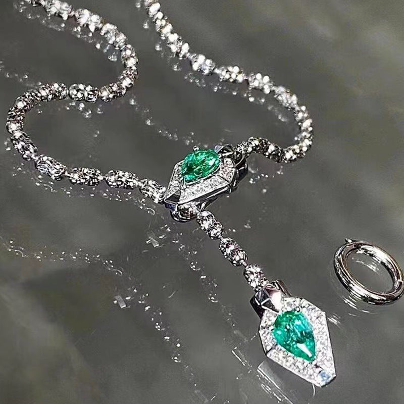 Cool Green Zircon Snake Delicate Style Necklace