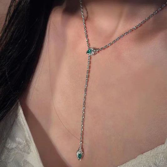 Cool Green Zircon Snake Delicate Style Necklace