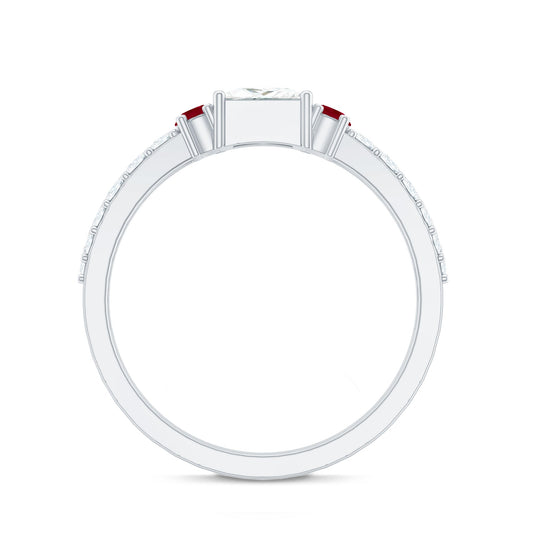 Lab Grown Diamond 5 MM Princess Cut Engagement Ring With Ruby