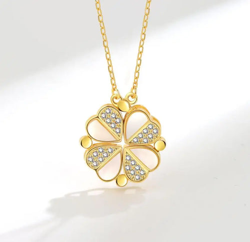 Creative Magnetic Folding Heart Shape Four-leaf Clover Pendant