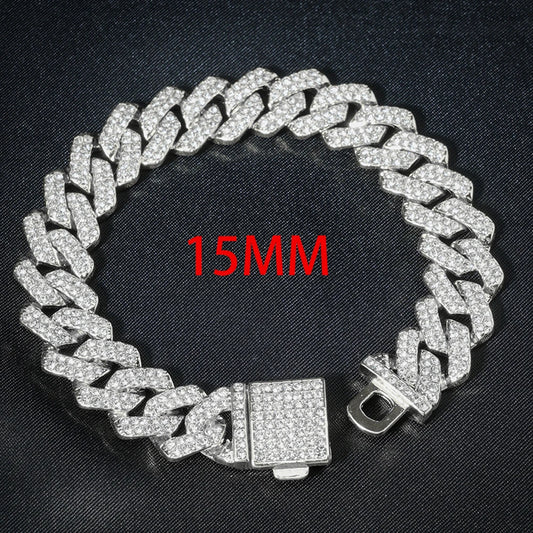3pcs Cuban Chain Watch for Men Hip Hop Miami Curb Iced Out Paved