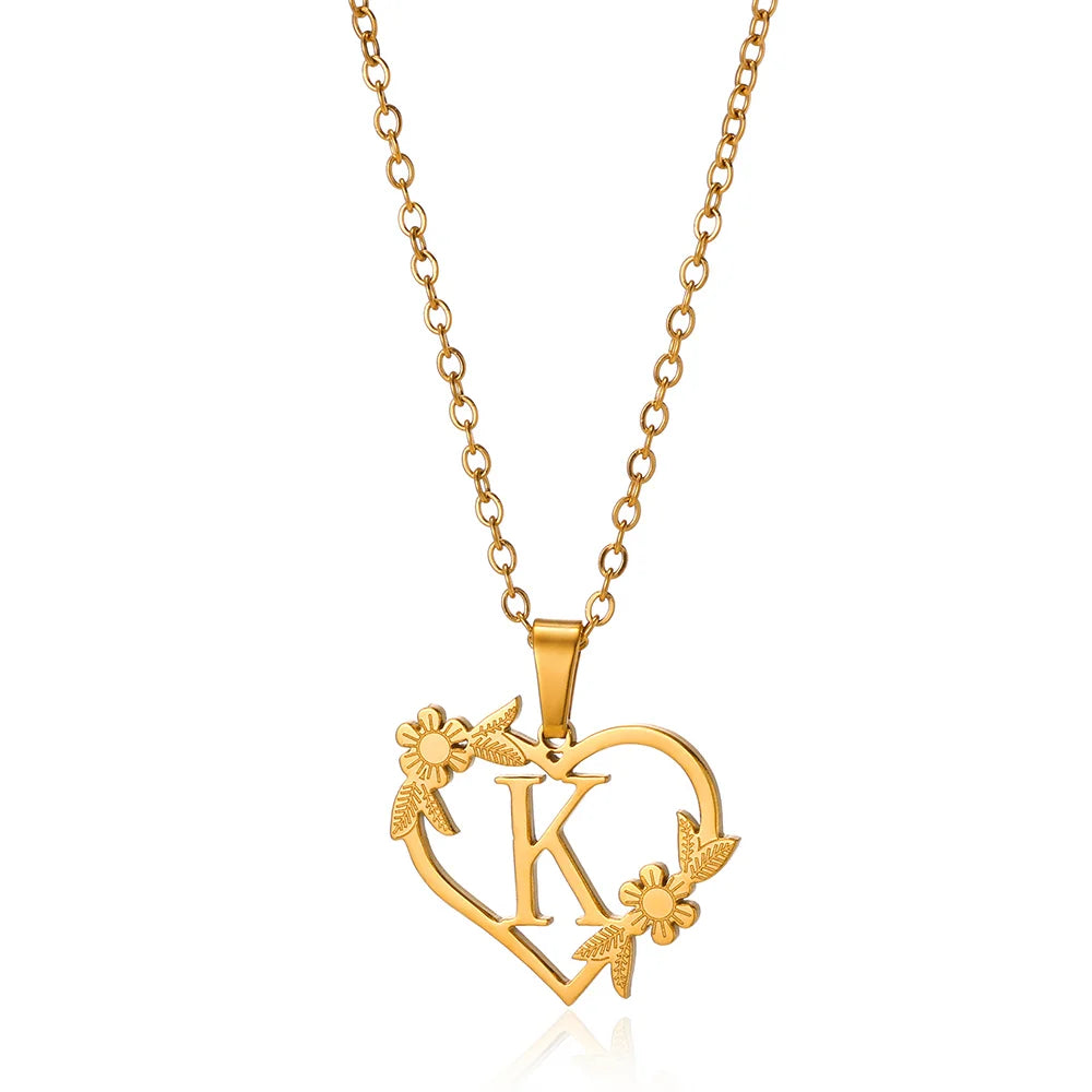 The IceBoyDC Zircon Flower Heart Initials Necklaces
