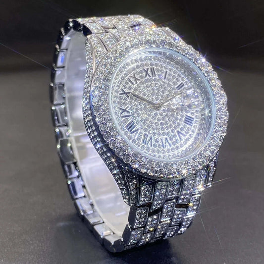 Luxury Men's Watches With Cuban Bracelet Diamond Unique Fashion Trends