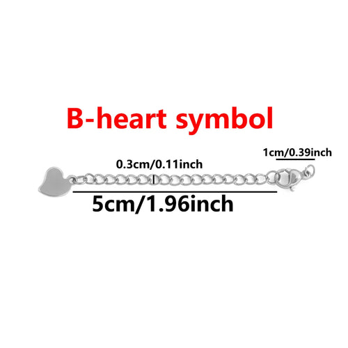 10 Pcs Stainless Steel End Chain with Lobster Clasp Skeletonized Heart