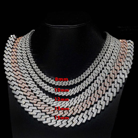 Drop Shipping Hip Hop Cuban Link Chain Necklace Silver/18k Gold Plated 10/12/14/15/20mm Iced Out Diamond CZ Gift for Him/Her