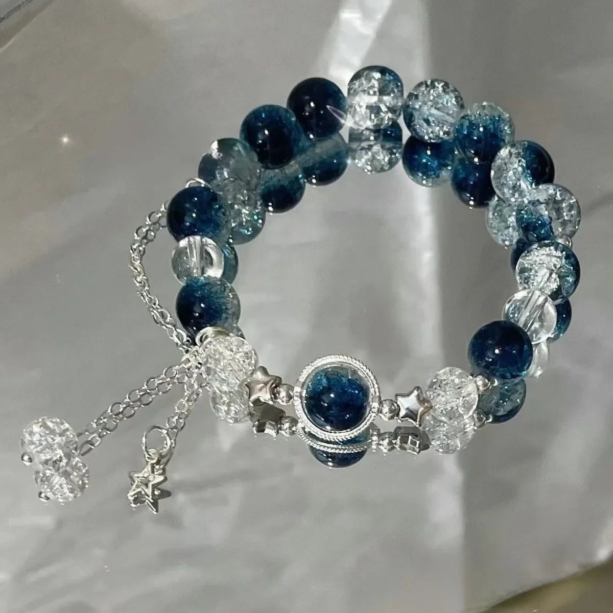 Aquamarine Crystal Star Bracelet