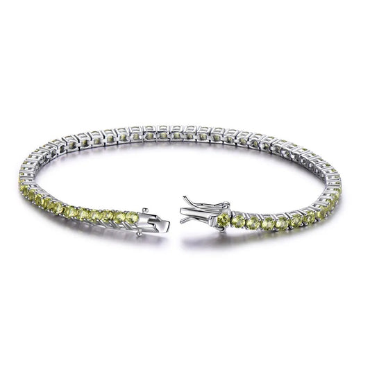 925 Sterling Silver Peridot Tennis Bracelet for Women
