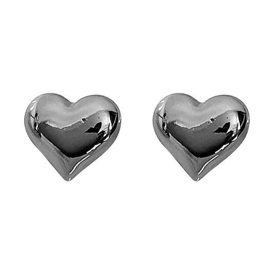 FOXANRY Minimalist Silver Color LOVE Heart Stud Earrings for Women