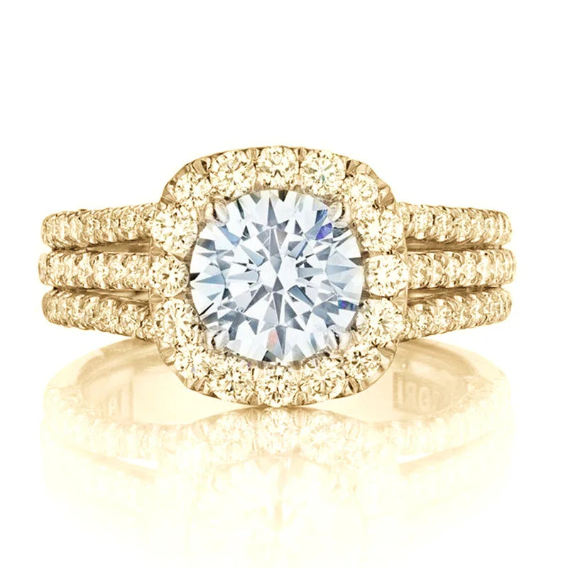 Huitan Trendy Brilliant Cubic Zirconia Engagement Ring