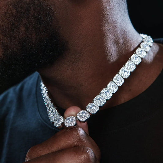 10mm/12mm Cubic Zirconia Necklace Iced Out Ice Cube Cluster Tennis