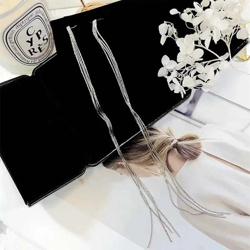 2022 New Trend Simulation Pearl Long Earrings Women's Flower Rhinestone Wedding Pendant Earrings Fashion Korean Jewelry Earrings