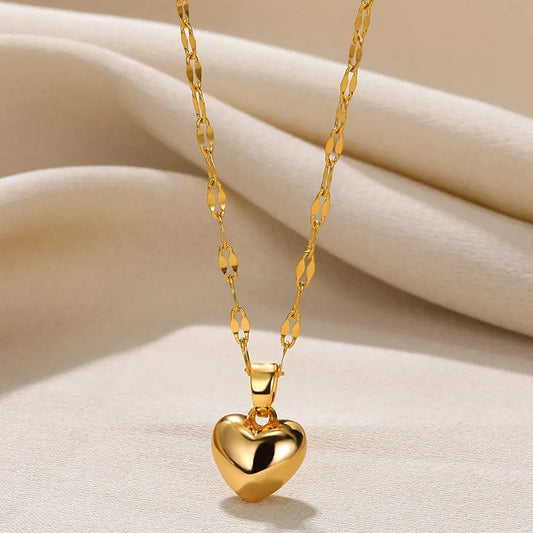 Stainless Steel Love Heart Necklace For Women 2023 New Trendy Lip
