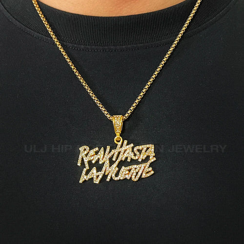 ULJ Men Women Hip Hop realhasta lamuerte Letter Pendant Necklace 12MM