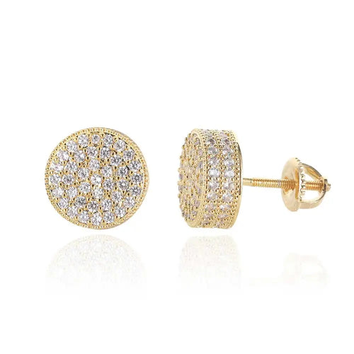 925 Sterling Silver Square Screw Stud Earrings Pave CZ Iced Out Screw