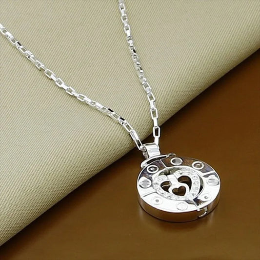 Couple Necklace 925 Silver Heart Circle Men & Women Love Gift Set