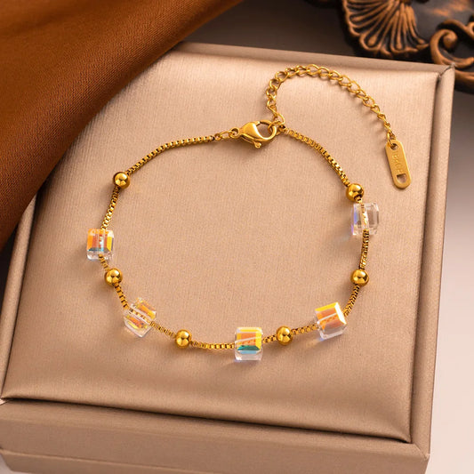 Super Shining Cube Sugar Color Changing Crystal Bracelets Charm
