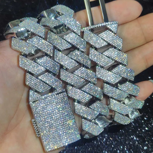 Hip Hop Jewelry Men Iced Out Chains Big Heavy 25mm Six Rows Cz Stone Cuban Link Chain High Quality Bling Necklace 