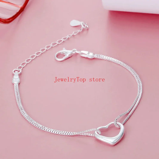 Fine wholesale 925 Sterling silver heart bracelets necklaces for women