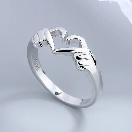 Hot selling romantic two handed heart to heart ring, European and