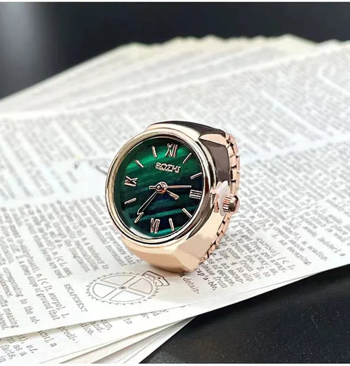 New Hot Selling Creative Alloy Shell Finger Round Green Dial Couple