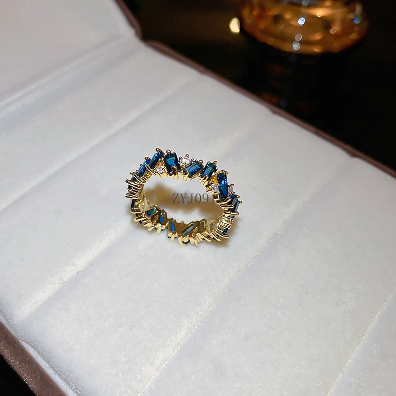 925 Sterling Silver Inlaid Zircon Cross Ring