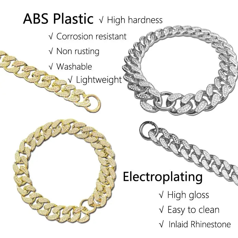 Golden Sparkle-Diamond Dog Collar for All Breeds