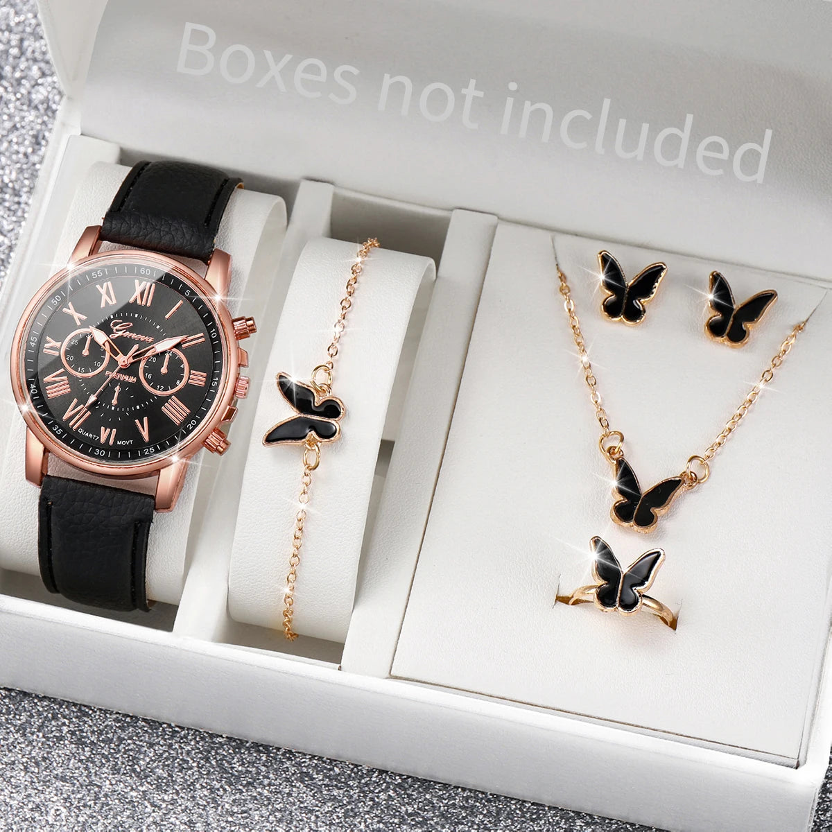 6PCS Women's Watch and Jewelry Set