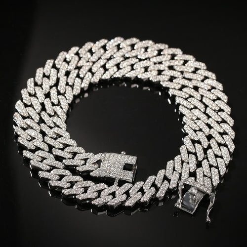 Uwin Micro Paved 12mm S-link Miami Cuban Necklaces Hiphop Mens Iced
