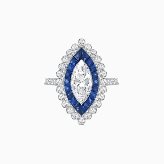 Art Deco Inspired  Marquise Ring