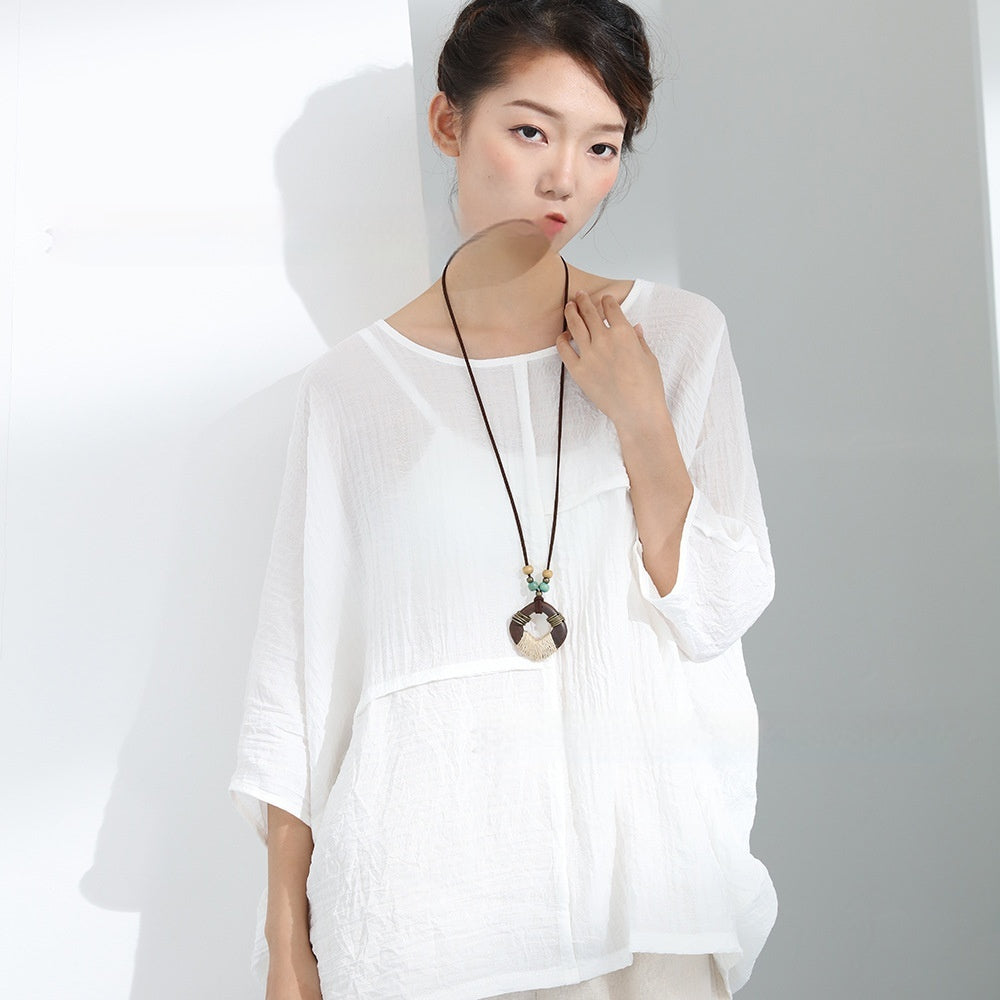 Wooden Beads Retro Artistic Wax Rope Necklace