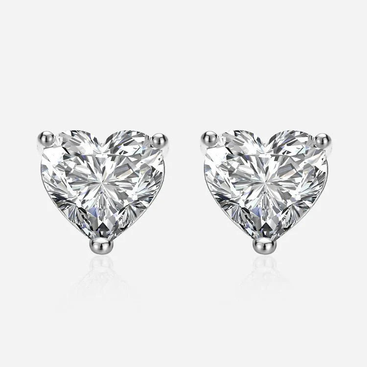 Fashionable Simple And Cute Single Diamond Heart-shaped Stud Earrings