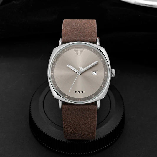 Timeless Elite: The Minimalist Leather Sports & Calendar Watch
