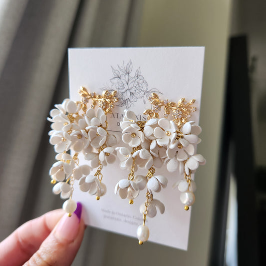 White Wisteria Inspired Earrings