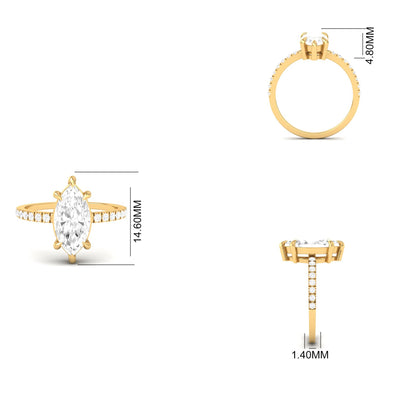 Marquise Cut Purple Amethyst and Red Ruby Engagement Wedding Ring for Women, 14K Yellow Gold Plated