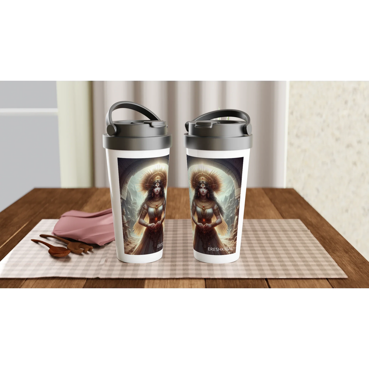 ERESHKIGAL White 15oz Stainless Steel Travel Mug