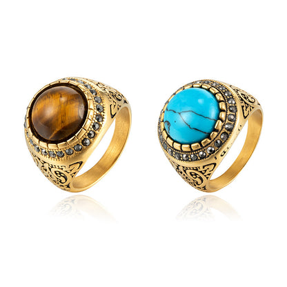 New Tigereye Men's Titanium Steel Ring