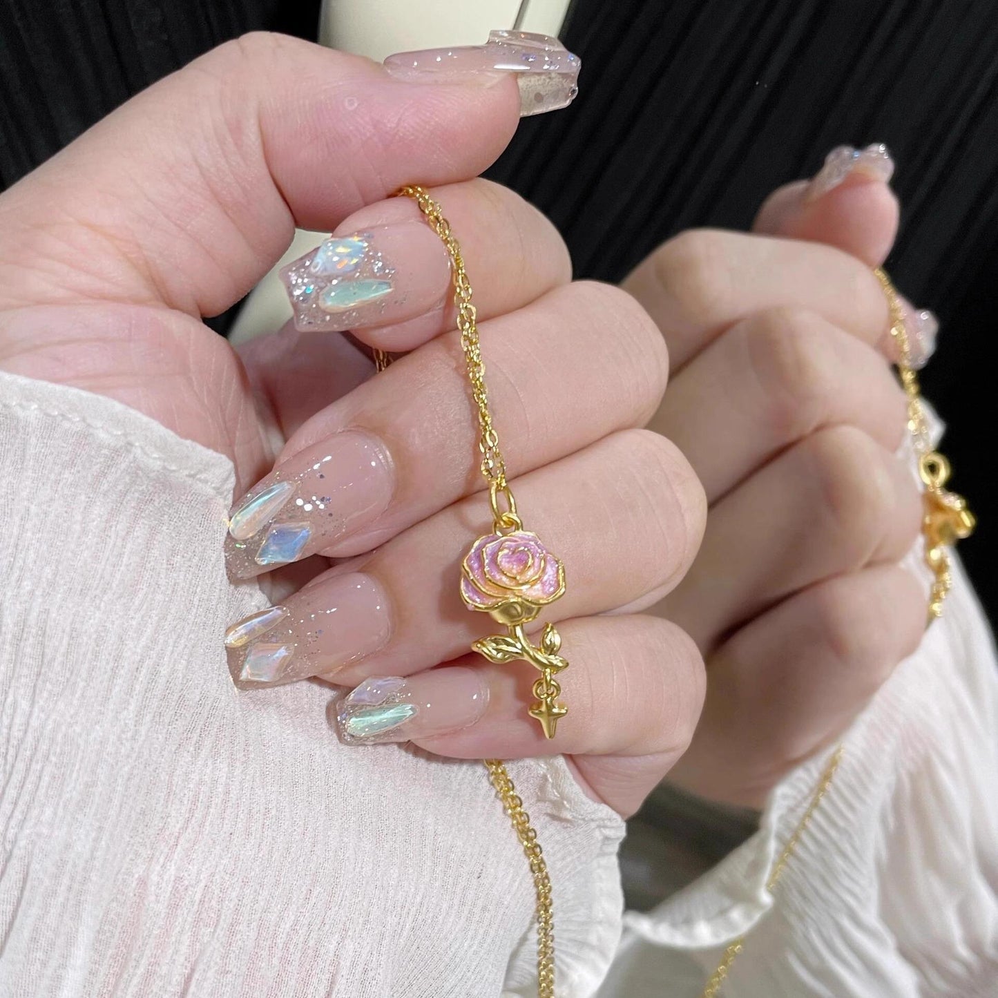 French Rose And Snake Necklace For Women