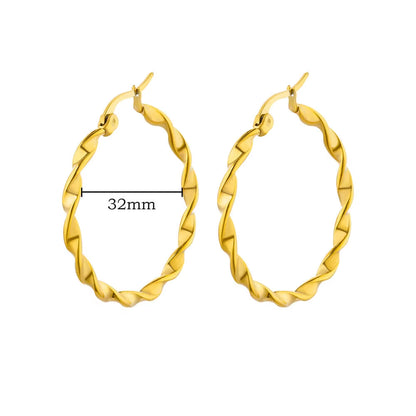 U Shape Hoop Earrings for Women Smooth Gold Color Stainless Steel Earrings Female Classic Statement Wedding Ear Jewelry Aretes