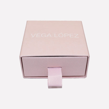 Creole earrings with a heart and 24 light pink crystals